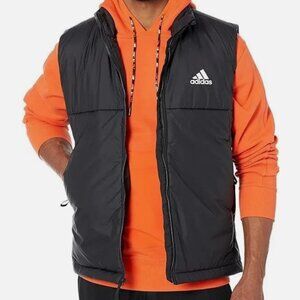 Adidas BSC Vest Mens Large Black 3 Stripes Insulated Outdoor Packable Ski Winter